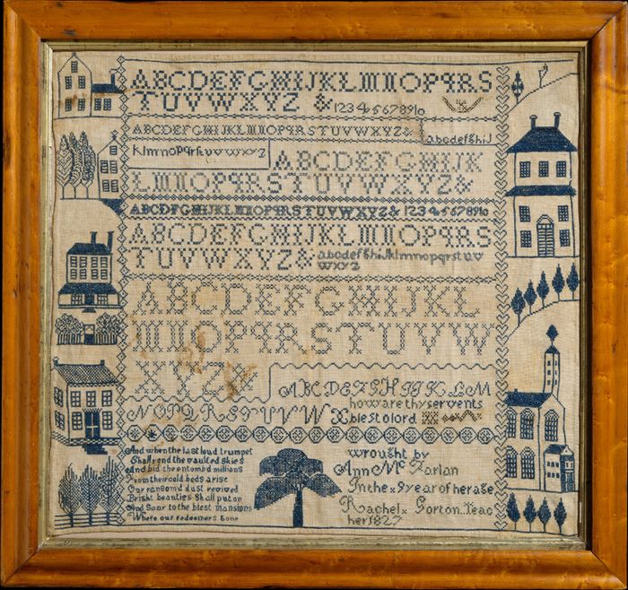 Sampler with apocalyptic verse