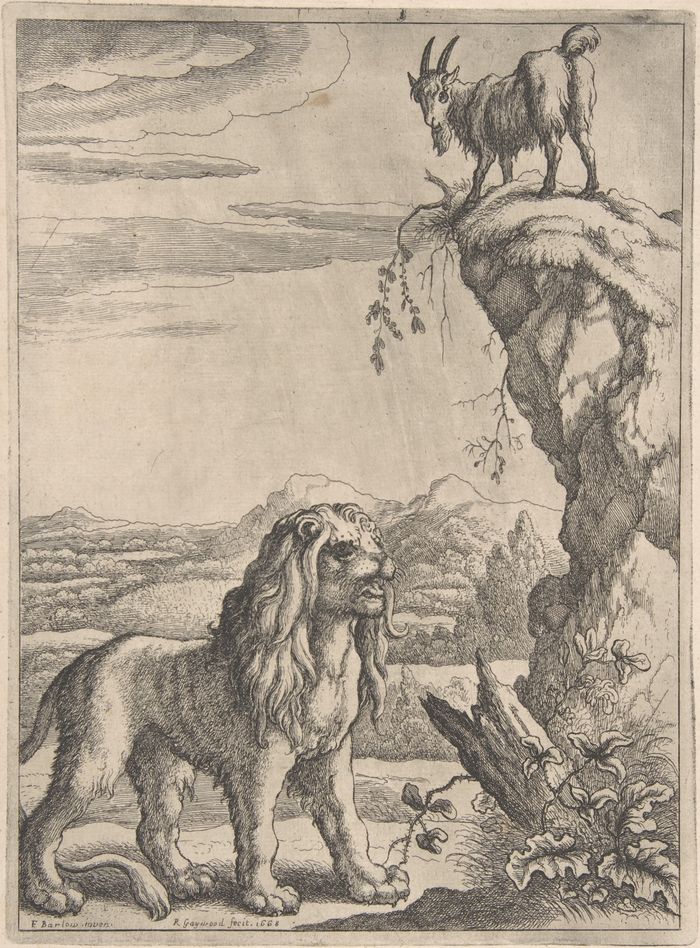 The Lyon and the Kid, from Ogilby's Aesopics