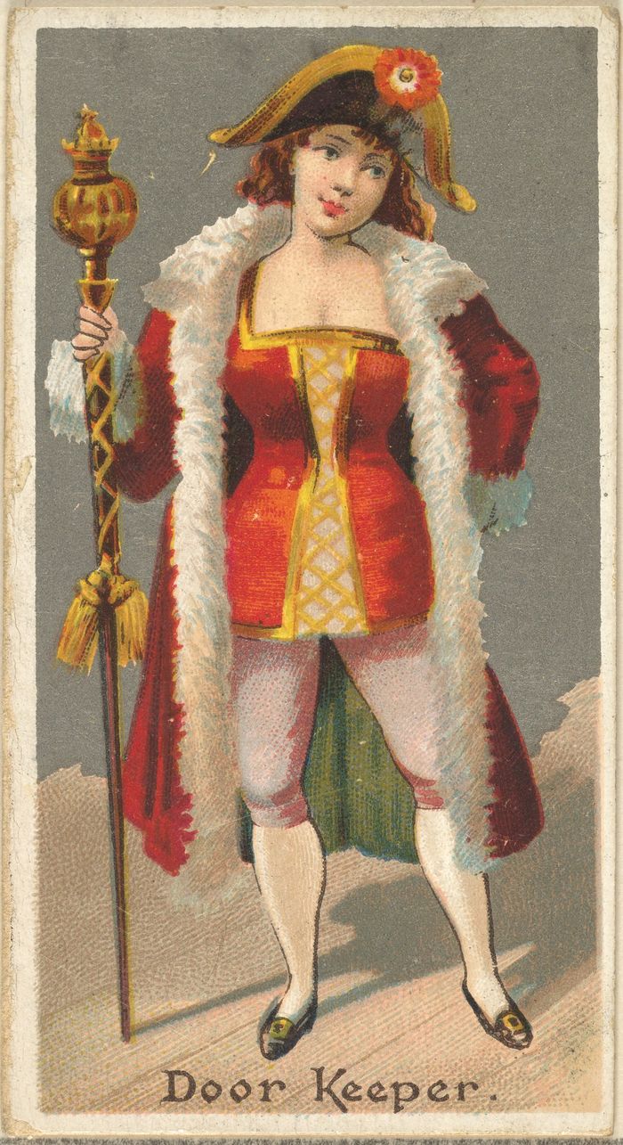 Door Keeper, from the Occupations for Women series (N166) for Old Judge and Dogs Head Cigarettes