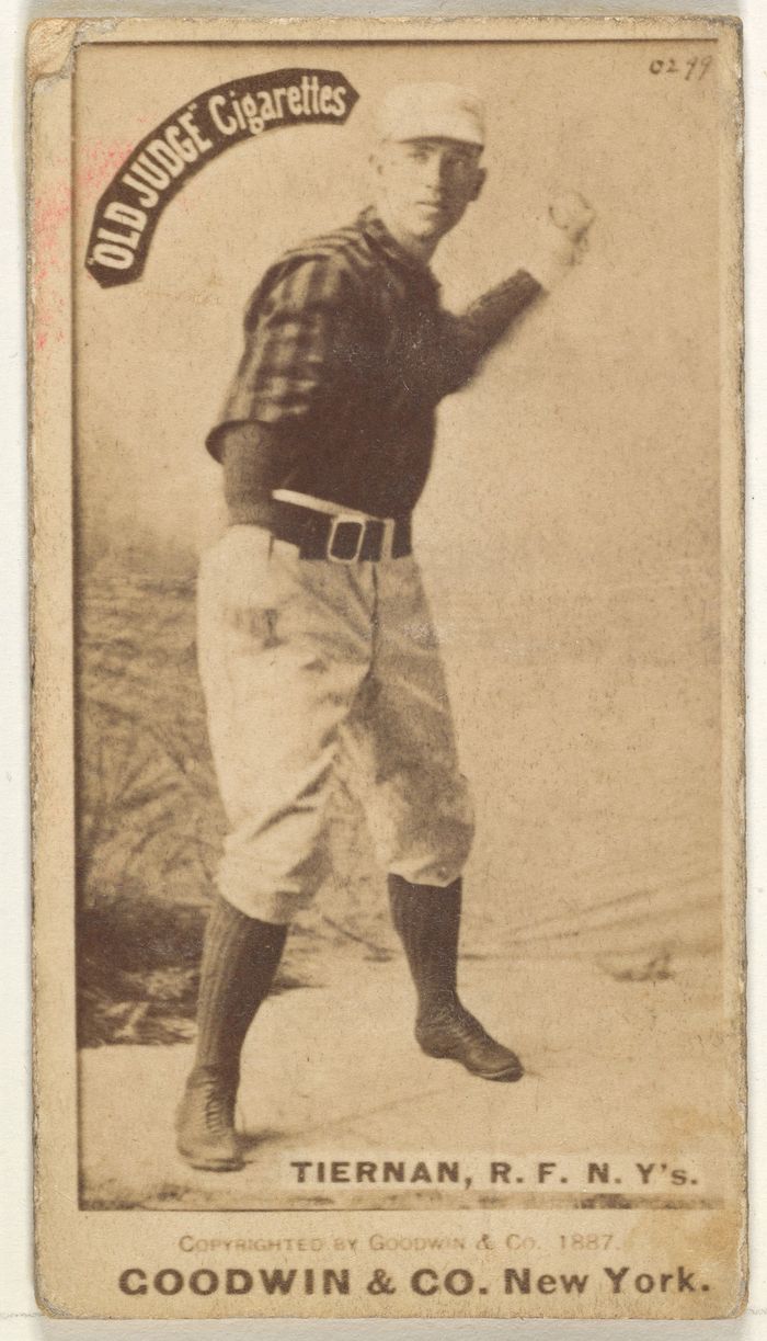Michael "Silent Mike" Joseph Tiernan, Right Field, New York, from the Old Judge series (N172) for Old Judge Cigarettes