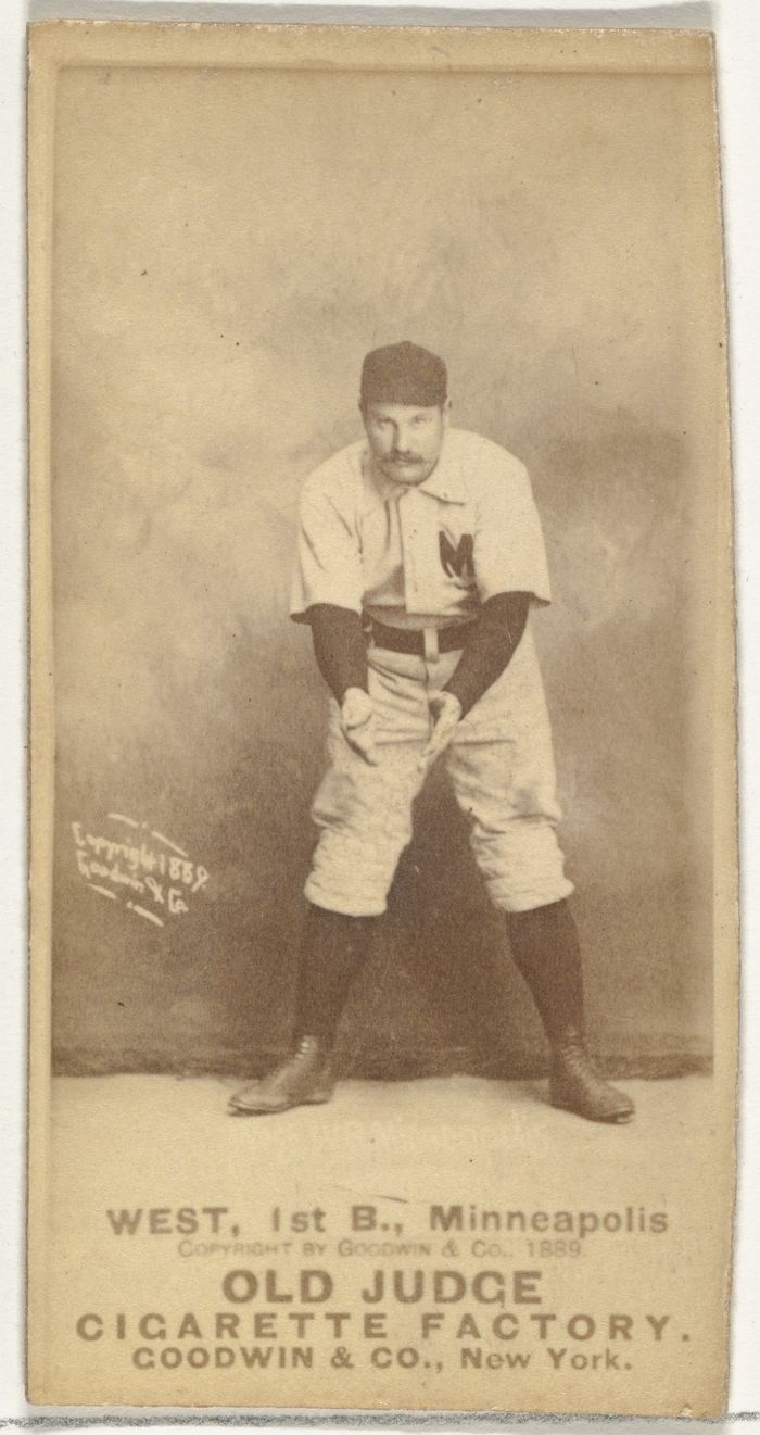 Milton Douglas "Buck" West, 1st Base, Minneapolis, from the Old Judge series (N172) for Old Judge Cigarettes