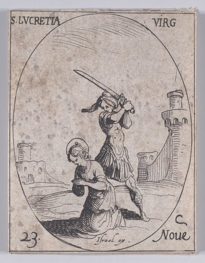 Ste. Lucrèce, vierge (St. Lucretia, Virgin), November 23rd, from "Les Images De Tous Les Saincts et Saintes de L'Année" (Images of All of the Saints and Religious Events of the Year)
