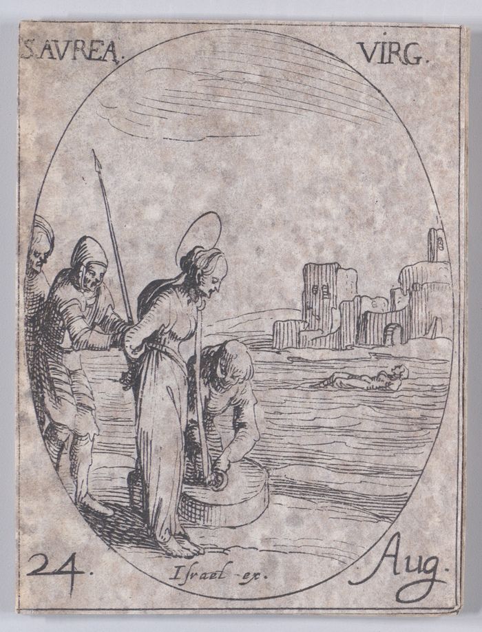 S. Aurée, vierge (St. Aurea, Virgin), August 24th, from "Les Images De Tous Les Saincts et Saintes de L'Année" (Images of All of the Saints and Religious Events of the Year)