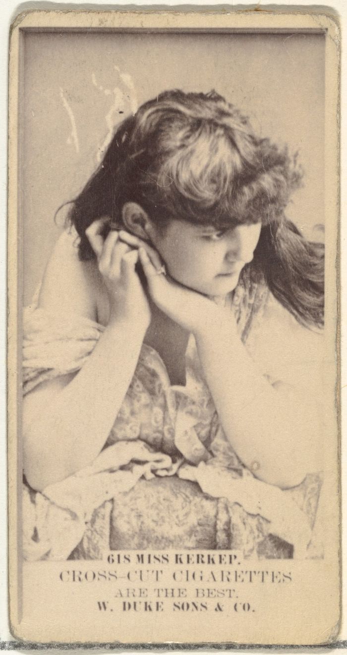 Card Number 618, Miss Kerkep, from the Actors and Actresses series (N145-3) issued by Duke Sons & Co. to promote Cross Cut Cigarettes