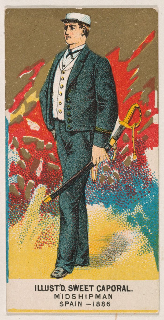 Midshipman, Spain, 1886, from the Military Series (N224) issued by Kinney Tobacco Company to promote Sweet Caporal Cigarettes