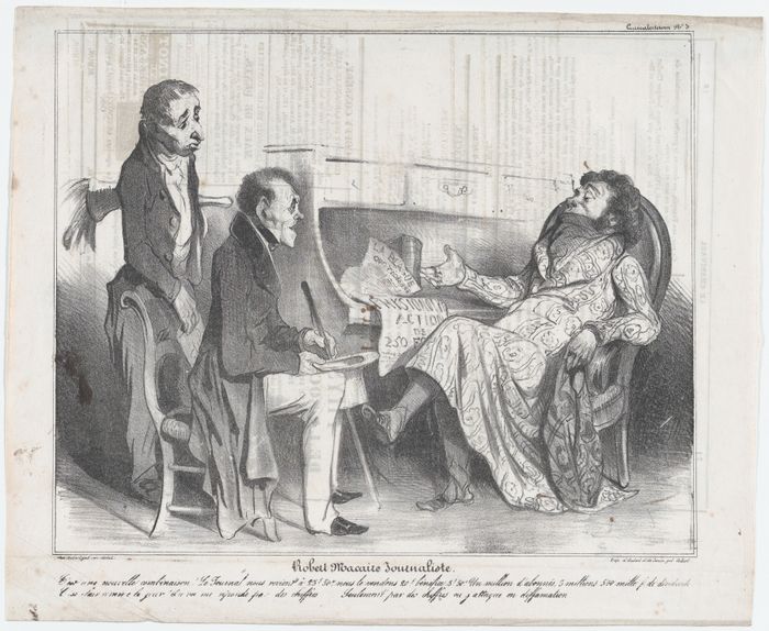Plate 3: Robert Macaire, journalist, from 'Caricaturana,' published in Le Charivari, September 10, 1836