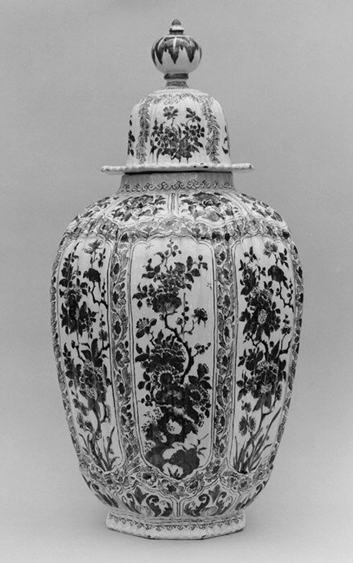 Vase with cover (one of a pair)