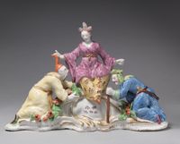 Vase with cover (vase à bandes) (one of a pair)
