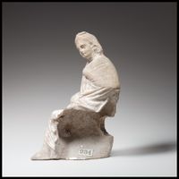Limestone funerary bust of a beardless man