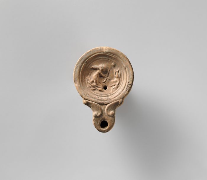Terracotta oil lamp