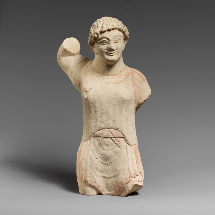 Limestone statuette of Herakles brandishing a club