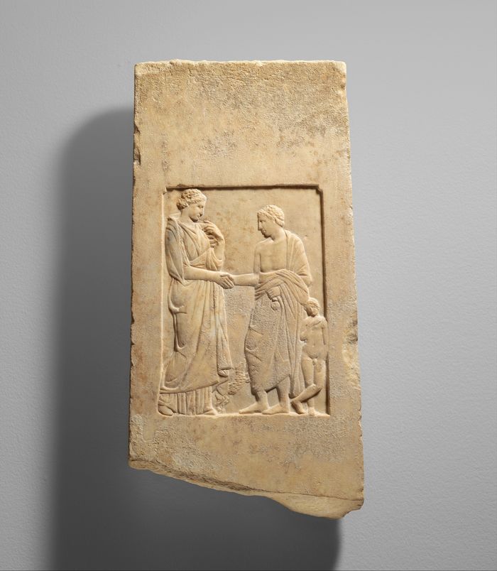 Marble fragment of a stele (grave marker) of a youth