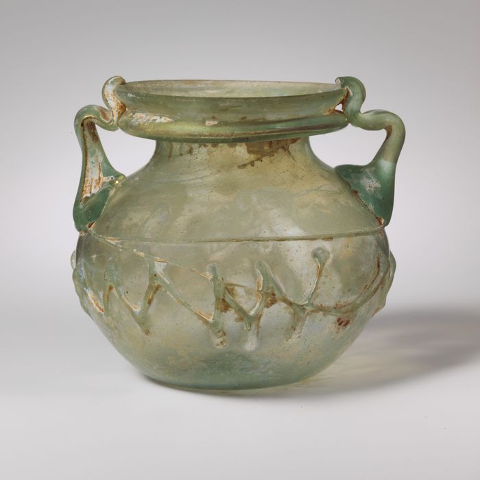 Glass two-handled jar