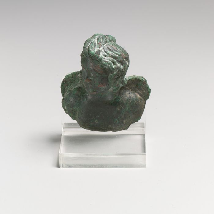 Bronze fulcrum attachment with a bust of Eros