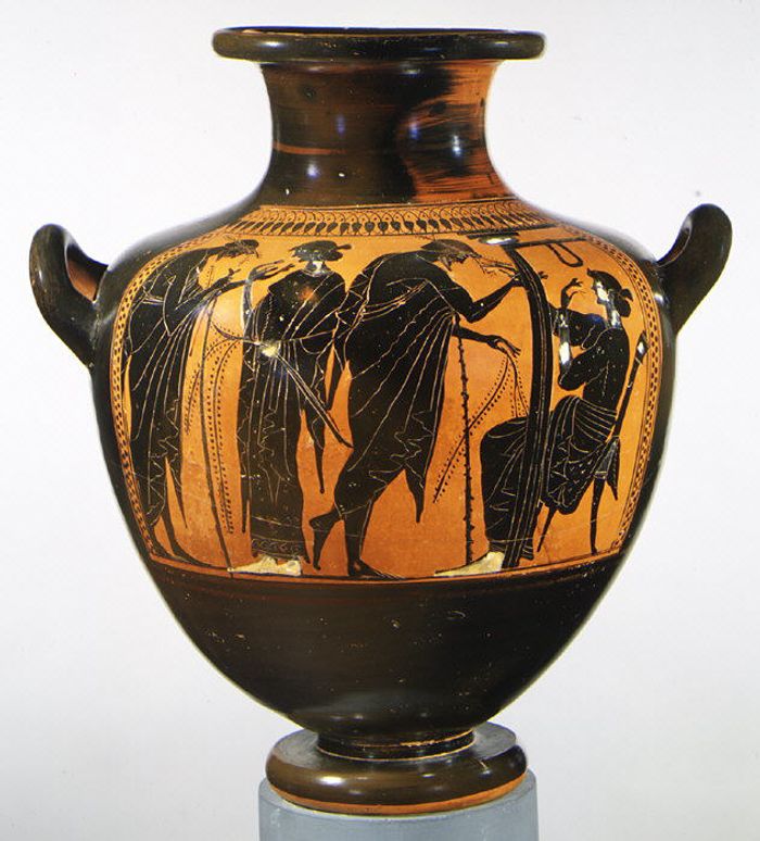 Terracotta hydria: kalpis (water jar)