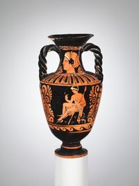 Terracotta vase in the shape of a sandaled right foot