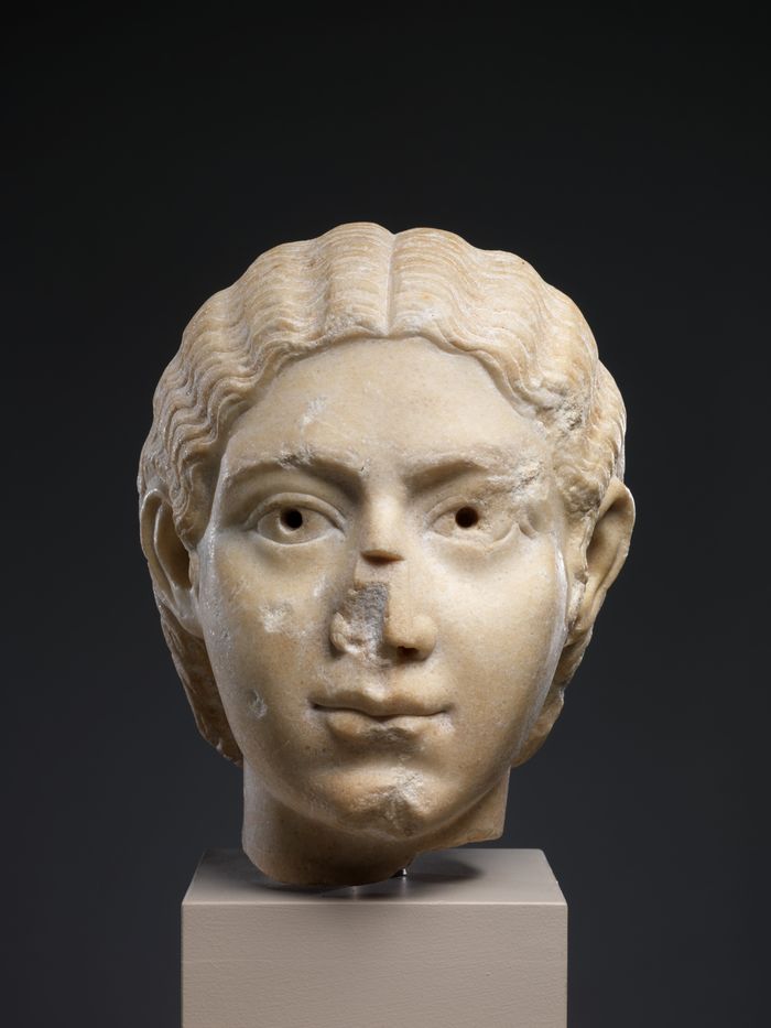 Marble portrait head of a woman
