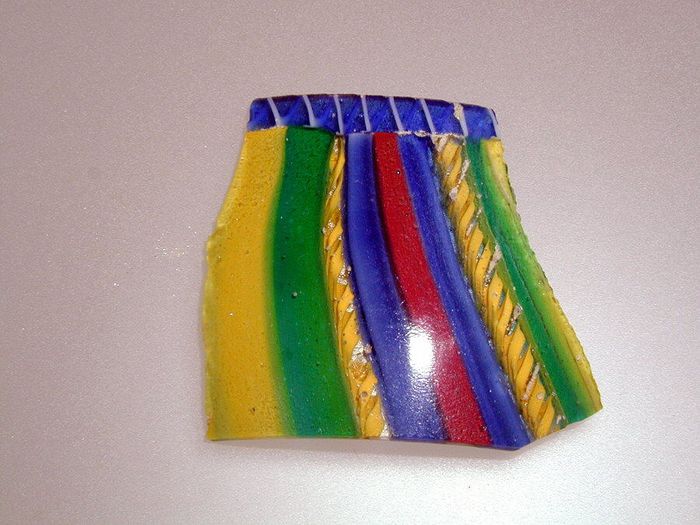 Glass striped mosaic bowl fragment