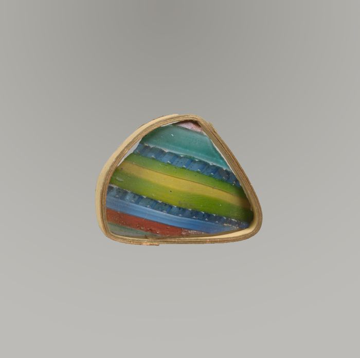 Glass striped mosaic bowl fragment