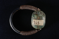 Thumbnail image for movable bezel ring; ring with axis with rolled ends; scarab