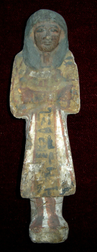 statue bears a sign; statuette