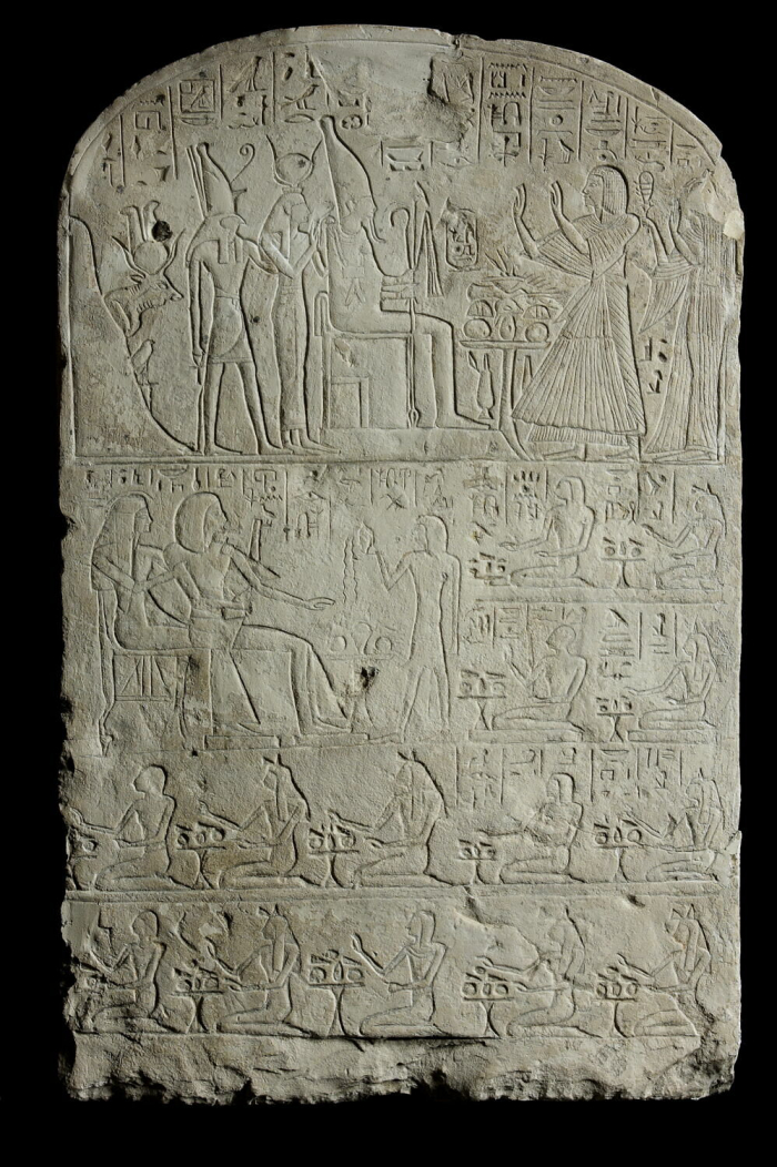 curved stele; four-register stele