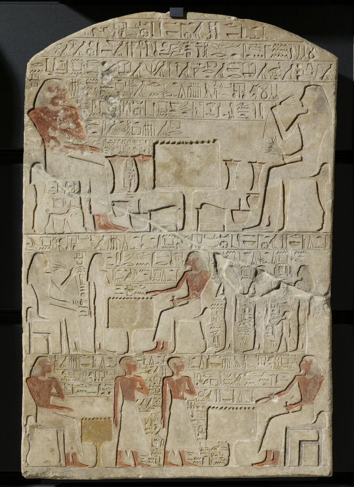 curved stele; three-register stele