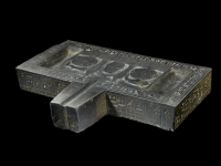 Thumbnail image for rectangular offering table with trapezoidal spout; offering table with hollow spout; offering table with 2 basins